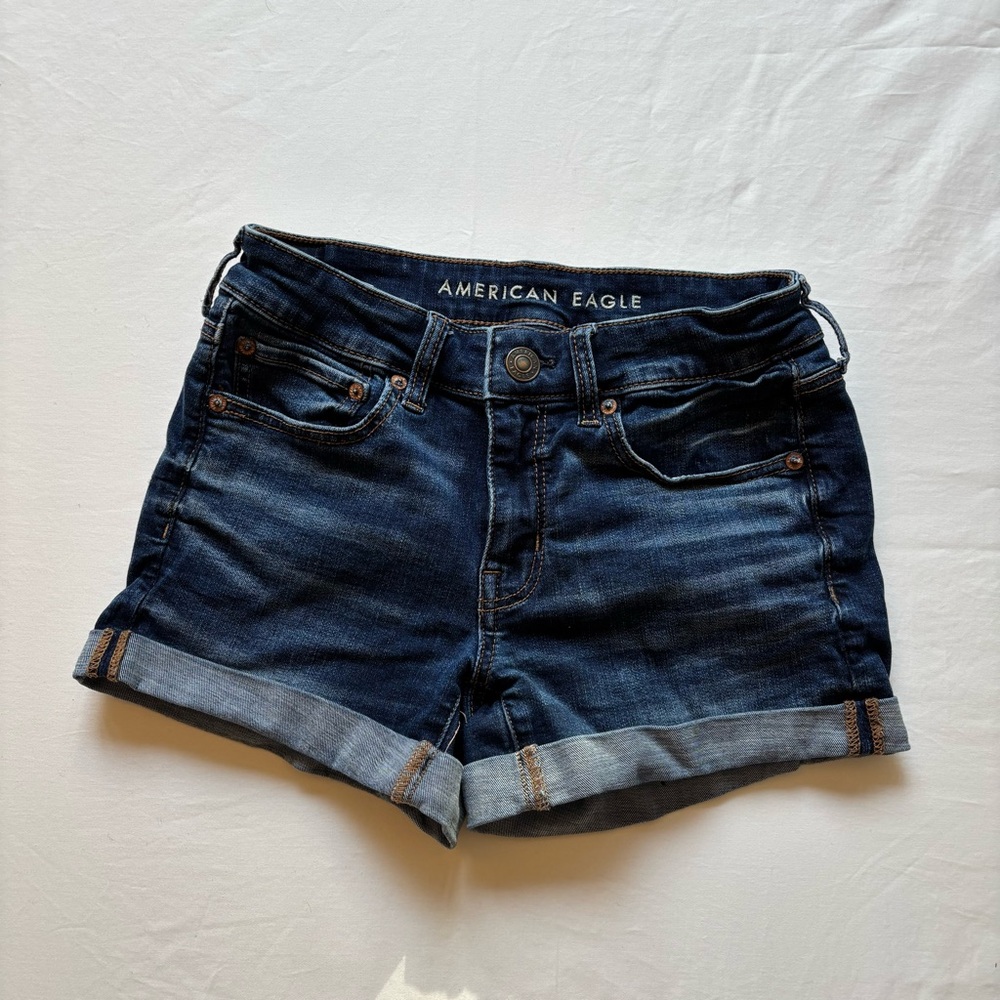 American Eagle Outfitters Women's Dark Blue Denim Shorts